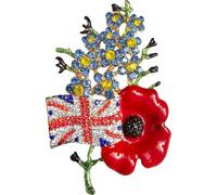 GFM® Poppy Flower Brooch with Flag for Remembrance Day (EXC)(BRCH-PPY-485-HLNL)