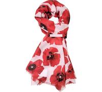 GFM® Poppy Flowers Print Scarf - Remembrance day - PPYSCF-99-Pink(ish) White - (FS-2391-C-PPYSCF-SFD)