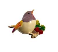 GFM® Robin on Berry Branch Brooch - Christmas, Birthday, Mother's Day - (BRCH-RN-Berry-LVN)