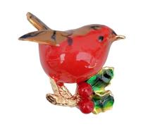 GFM® Robin on Berry Branch Brooch - Christmas, Birthday, Mother's Day - Robin Gift - Red - (DRV) (BRCH-RN-Berry-VLL)
