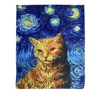 GFM® Silk Blend Painting Based Summer Scarf - Starry Night Cat Print - (FS-VSLK-SC-5029-A)