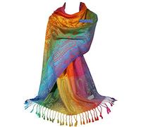 GFM Silky Feel Rainbow Pashmina Style Scarf in Paisley Or Floral (Pais-03-LL)