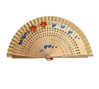 GFM® Spanish Gypsy Hand held Folding Strong Wood Wooden Fan for Summer, Wedding-(OO) (Beige)(SPFAN6-C-05-TR)