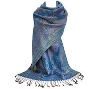 GFM® Sparkly Pashmina Style Scarf with Silver Lining Metallic Threads - Blue - (FS-MSC32-B-TXNL)