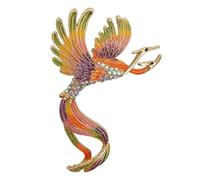 GFM® Sparkly Phoenix Brooch Pin for Men & Women - Crystal Mythical Bird Pin Badge, Elegant Statement Jewellery Accessory - Gift Idea (BRCH-PNX-B-DW0080-MTL)