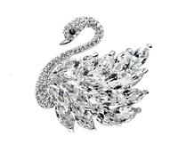 GFM® Swan Brooch with Crystal and Rhinestones - Christmas, Birthday Mother's day (BRCH-SWAN-CRYS-X0270-CLR)