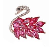 GFM® Swan Brooch with Crystal and Rhinestones - Christmas, Birthday Mother's day - Pink - (BRCH-SWAN-XZ4005-CRTGLB)