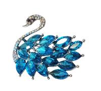 GFM® Swan Brooch with Crystal and Rhinestones - Christmas, Birthday Mother's day (SWAN-Turquoise)(BRCH-SWAN-CRYS-X0270-TX)