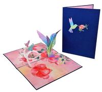 GFM® Unique 3D Pop Up Greeting Card Humming Bird - Perfect For Anniversaries, Wedding etc (CARD-G21-Blue)