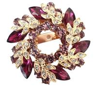 GFM® Vintage Inspired Art Deco Flower Crystal Brooch for Wedding Birthday Anniversary (A-Purple) (BRCH-VTD-004-JMN)