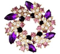 GFM® Vintage Inspired Art Deco Flower Crystal Brooch for Wedding Birthday Anniversary (A-Shiny Purple) (BRCH-VTD-004-CRTJMN)