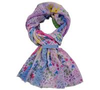 GFM® Women’s Large Lightweight Scarf - Cotton Blend Long (180x90cm) Fashion Wrap Shawl - Elegant Spring Summer All Seasons Accessory (FP3) (Floral-515-Lilac)(PSCF-FS-8515-D-Li)