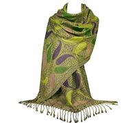 GFM® Women’s Paisley Patterned Pashmina Scarf - Viscose Lightweight Shawl Wrap 180x70cm - Ladies Spring Winter Layering,Wedding-Green-(PMSC-FLD-24401-GHRJMN)
