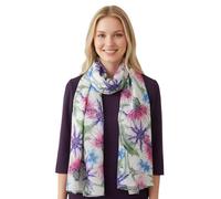GFM® Women’s Premium Scottish Thistle Scarf-Large 180x90cm Soft Lightweight Luxury Shawl Wrap - Elegant Scotland Heritage Gift for Her-All Season Accessory-(TH-33-Cream)(FLD-PSCF-TH-25033-DDH)
