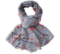 GFM® Women’s Premium Soft Robin Birds Print Scarf, Long 180x90cm Oversize Wrap Shawl, Lightweight Ladies Accessory for Spring, Summer & All Seasons-Christmas, Mother's Day, Gift for Her (PSCF-RN)