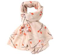 GFM® Women’s Premium Soft Robin Birds Print Scarf, Long 180x90cm Oversize Wrap Shawl, Lightweight Ladies Accessory for Spring, Summer & All Seasons-Christmas, Mother's Day, Gift for Her (PSCF-RN)