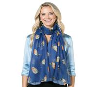 GFM® Women’s Premium Soft Robin Birds Print Scarf, Long 180x90cm Oversize Wrap Shawl, Lightweight Ladies Accessory for Spring, Summer & All Seasons-Christmas, Mother's Day, Gift for Her (PSCF-RN)