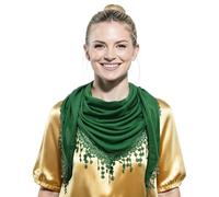GFM® Women’s Triangle Scarf - Soft Jersey Fabric, Small to Medium, Lace Edging & Tassels, Lightweight Neck Head Scarf for Spring & Summer, Evening Wear,Mantilla- Green-(AG-TRI-PLN-GHR)