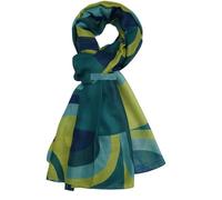 GFM® Women's Abstract Geometric Print Lightweight Soft Spring Summer Scarf-All Seasons Ladies Wrap (FP3) (Geo Shapes-Teal Green) (PSCF-FP3-FLD-25016-TLHR)
