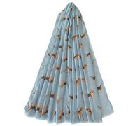 GFM® Women's Beagle Dogs Lightweight Print Scarf-Soft Viscose Ladies Spring,Summer, All Seasons Wrap-Gift for Her-BG-761-Duck Egg - (PSCF-FS-BG-761-C-DeGG)