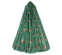 GFM® Women's Beagle Dogs Lightweight Print Scarf-Soft Viscose Ladies Spring,Summer, All Seasons Wrap-Gift for Her-BG-761-Green- (PSCF-FS-BG-761-E-HR)