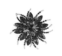 GFM® Women's Black Art Deco Modern Flower Crystal Ladies Brooch Pin for Wedding Bridal Bridesmaids Bridesmaids Bridal (B-Black)(BRCH-VTD-006-KL)