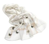 GFM® Women's Butterfly Design Silky Texture ladies Spring Summer Scarf - Bfslk-Creamy White - (BF) (Bfslk-SFD)
