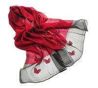 GFM® Women's Butterfly Design Silky Texture ladies Spring Summer Scarf - Dark Red - (BF) (Bfslk-Ghll)