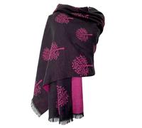 GFM® Women's Cashmere Texture Ladies Shawl Wrap - Mulberry Trees - Black Fuchsia- (FS-MBSHL-859-E-KLFSH)