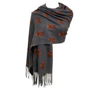 GFM® Women's Cashmere Texture Scottish Highland Coo Cow Ladies Shawl Wrap for Autumn Winter - Grey - (SA-CWSHL-FS-7034-A-BH)