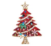 GFM® Women's Christmas Theme Ladies Brooch Pin - Christmas Tree Red - (BRCH-B014-ENM-ChrisTree-VLL)