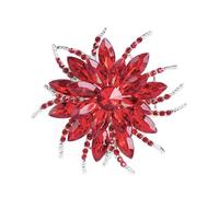 GFM® Women's Crystal Art Deco Flower Ladies Brooch Pin for Wedding Bridesmaids Bridal (B-Red Silver) (BRCH-VTD-006-VLLCH)