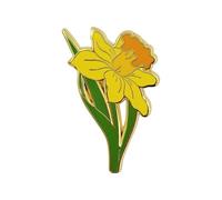 GFM® Women's Daffodil Floral Enamel Nature Inspired Ladies Brooch Pin Badge (BRCH-DAF-PLA)