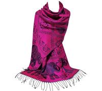 GFM® Women's Elephant Pattern Pashmina Style Scarf (Hot Pink Navy Blue) (ELPASH-C-CRTGLBNL)
