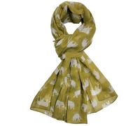 GFM® Women's Elephants Print Ladies Scarf Soft Light Weight Shawl Wrap - Spring Summer- Gift for Her -EL-78-Light Olive Green- (PSCF-EL-78-JTN)