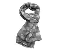 GFM® Women's Elephants Print Ladies Scarf Soft Light Weight Shawl Wrap - Spring Summer- Gift for Her -EL-78-Grey- (MNAD)(PSCF-EL-78-HLBH-sfd)