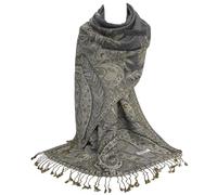 GFM® Women's Floral Mosaic Weave Pashmina Style Ladies Scarf Shawl Wrap (MSC-A)(Pnx-Bh-Grey)