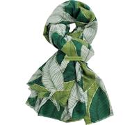 GFM® Women's Leaves with Gold Accent Print Scarf-Spring Summer - Cotton Blend-Long (180x90cm) Soft Lighweight Ladies Wrap Shawl-All Seasons-Gift For Her (PSCF-FP2) (Lvs-949-Green)(PSCF-88-Lvs-949-HR)
