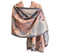 GFM® Women's Lucky Koi Fish and Flowers Cashmere Texture Pashmina Style Scarf Shawl for Autumn, Winter, Christmas (FRLSHL-HH) (Lucky Koi Floral-Pink)(KOISHL-GLBBH)