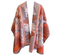 GFM® Women's Lucky Koi Fish and Flowers Cashmere Texture Pashmina Style Scarf Shawl for Autumn, Winter, Christmas (FRLSHL-HH) (Lucky Koi Floral-Orange)(KOISHL-NRGBH)