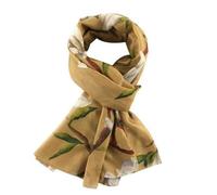 GFM® Women's Magnolia Flower Print Scarf for Spring and Summer (Mustard Yellow) (FLD)(PSCF-MG-24024 -MTD)