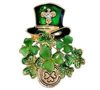 GFM® Women's Men's Enamel Shamrock Ladies Brooch with Diamantés - Three-Leaf Clover Pin for St. Patrick’s Day (BRCH-Clover-989)