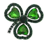 GFM® Women's Men's Four Leaf Clover Dimantes Enamel Ladies Brooch Pin (BRCH-Clover-3LF-CH)