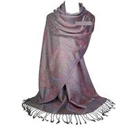 GFM® Women's Mosaic Weave Pashmina Style Ladies Scarf Shawl Wrap - Grey Pinks Lilacs Reds -(MSC3-C02-BHGLB)