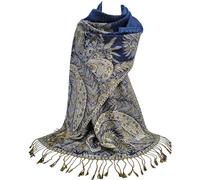 GFM® Women's Mosaic Weave Pashmina Style Ladies Scarf Shawl Wrap - PNX- Phoenix Blue- (Pash-PNX-CRTNL)