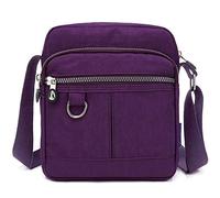 GFM® Women's Nylon Crossbody Bag for Women - Lightweight Waterproof Across Crossover Over Shoulder Cross body Small Medium Holiday Travel Bag Multiple Zip Pockets (NCB-8)(Purple)(NCB-9925-GHJMN)