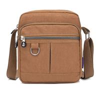 GFM® Women's Nylon Crossbody Bag for Women - Lightweight Waterproof Across Crossover Over Shoulder Cross body Small Medium Holiday Travel Bag Multiple Zip Pockets (NCB-8)(Light Brown)(NCB-9925-HLKEK)