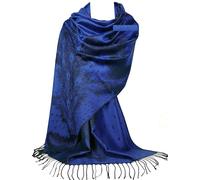 GFM® Women's Pashmina Style Ladies Scarf Shawl Wrap in Peacock Feathers Design - Royal Blue - Soft Long (180x70cm) Spring Summer Wedding Bridesmaids Evening Dress Matching (DRV)(HD)(PCKPASH-P4-CRTNL)