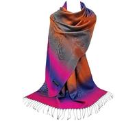 GFM® Women's Pashmina Style Ladies Scarf Shawl Wrap-Lightweight Soft-Floral Rose Paisley Geometric Ombre Designs-All Seasons (FRL6)