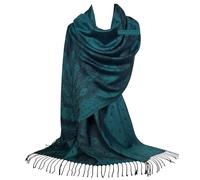 GFM® Women's Pashmina Style Ladies Scarf Shawl Wrap-Peacock Feathers-Peacock Green Blue-(DRV)(HD)(PCKPASH-P3-PCKKL)